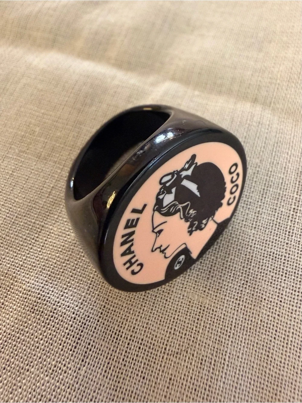 Authentic Chanel, Rare Lagerfeld Era Spring 2003 Coco Profile Ring